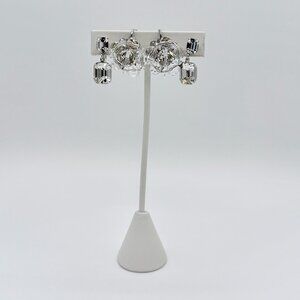 VTG Earring Bundle: Signed CORO Emerald Cut + Unmarked Crystal Flower Cluster